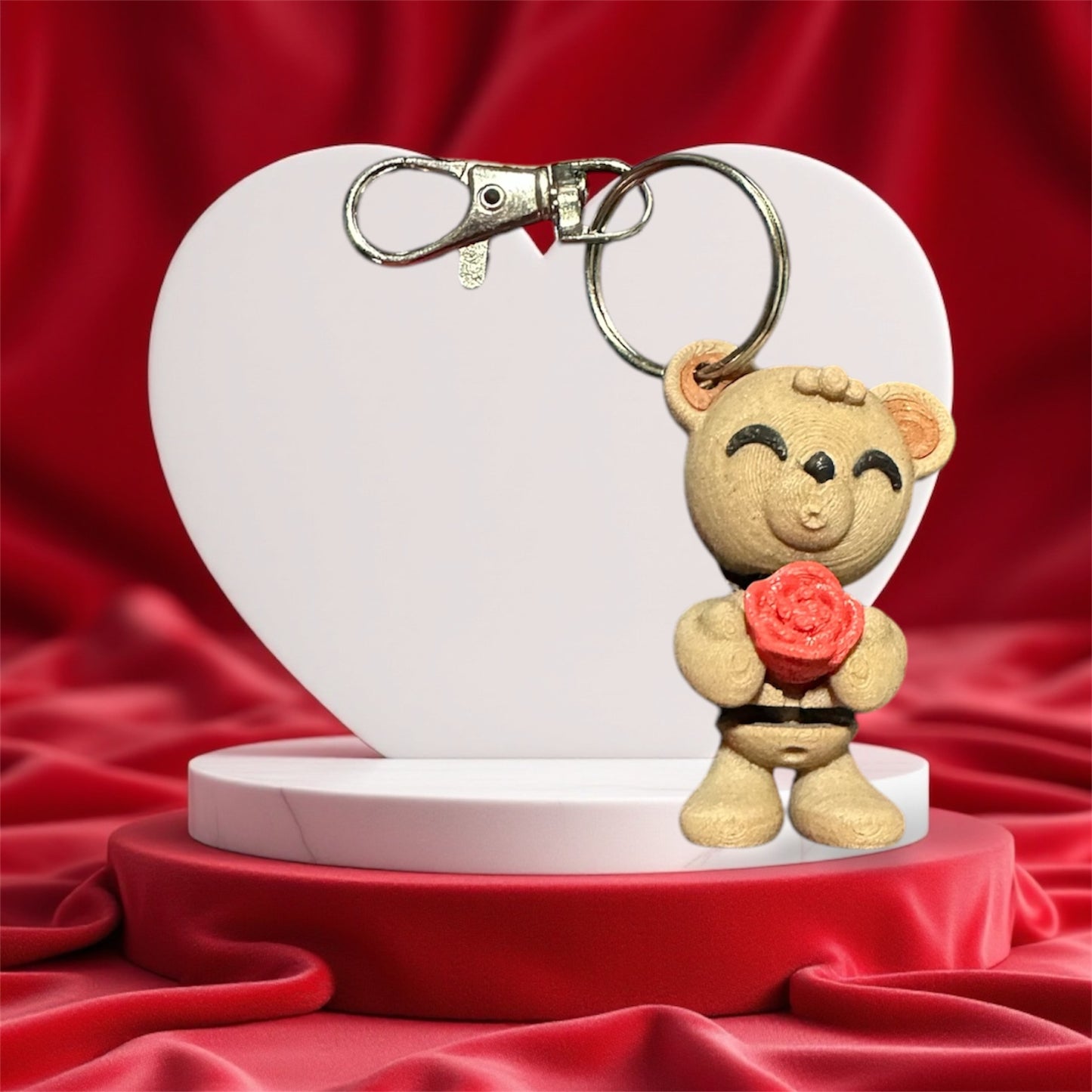 Teddy with Rose Shy Key chain