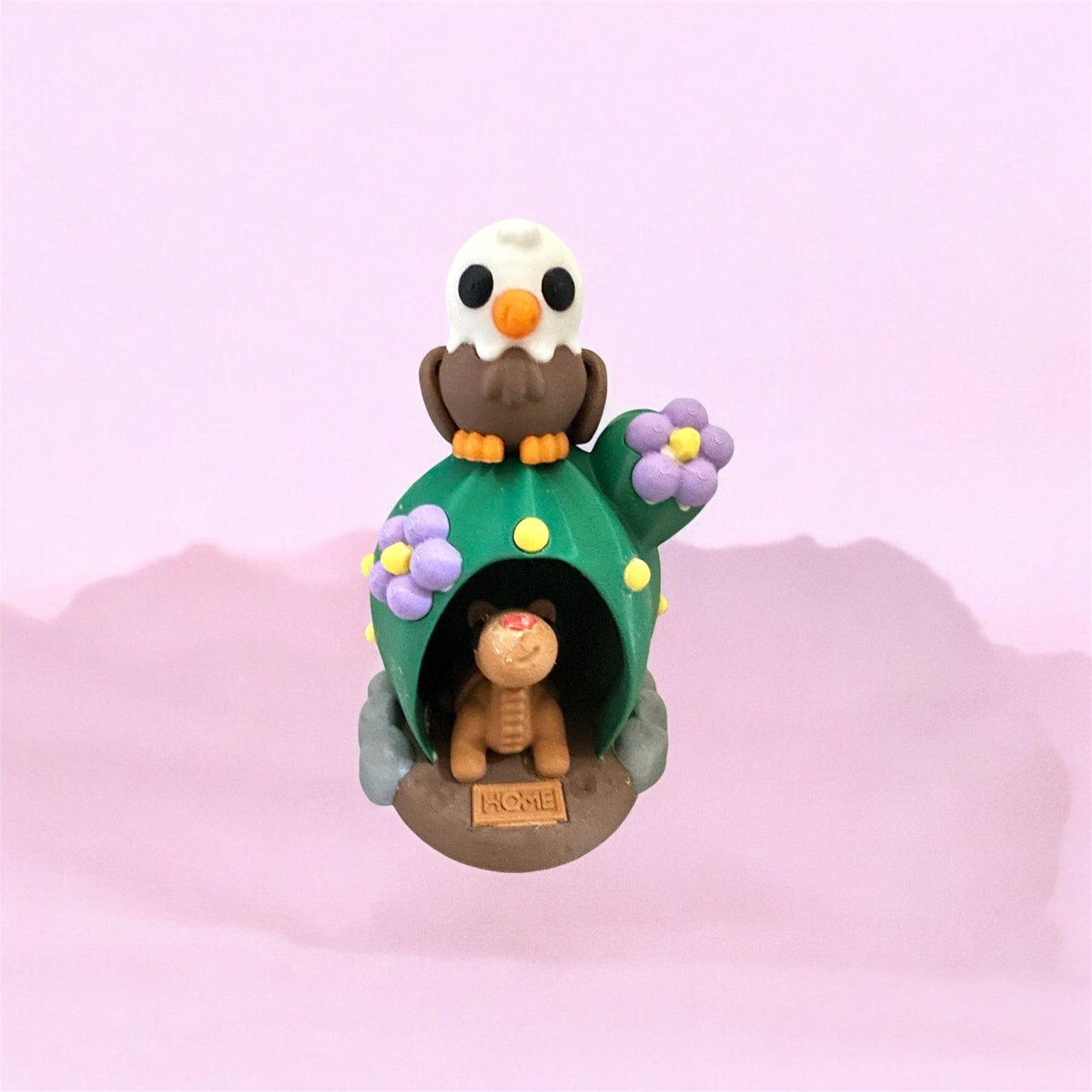 Cactus Eagle & Camel Hideaway Clay Figurine