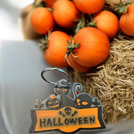 3D Keychain Pumpkin and black cat